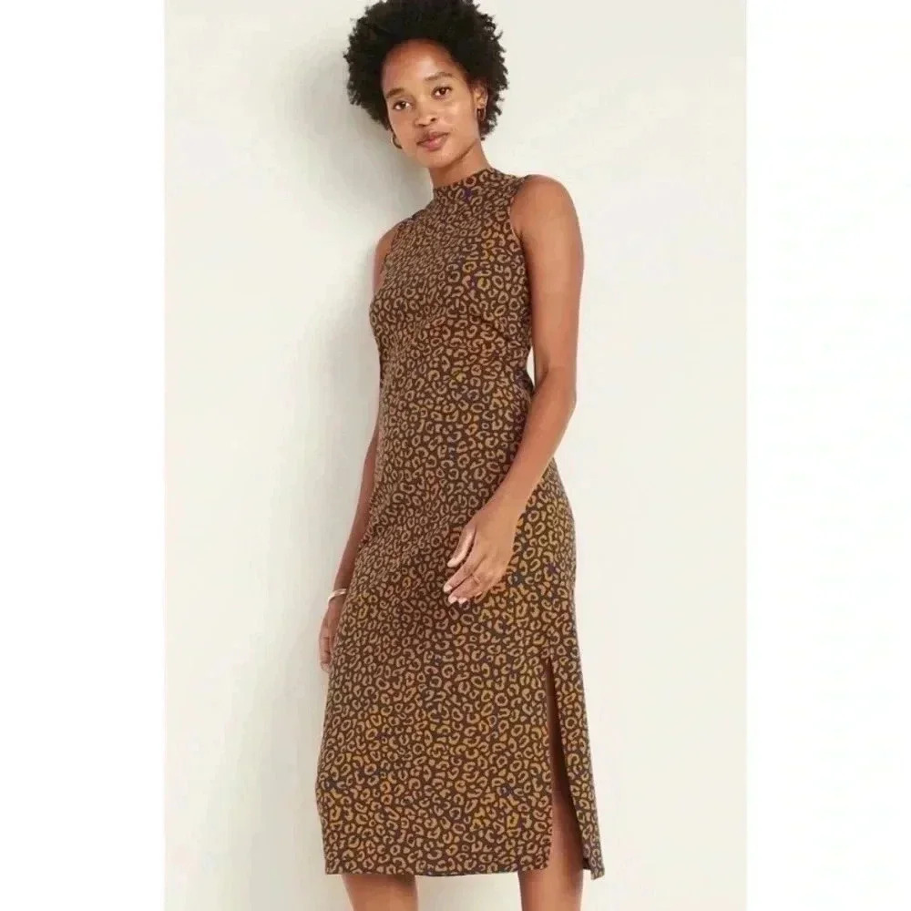 NWT Leopard High Neck Dress